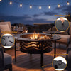 Trumanpick Fire Pit for outside 42" Wood Burning Fire Pit Tables with 2 Adjustable Swivel BBQ Grills, Lid, Poker for Patio Backyard BBQ Ice Storage