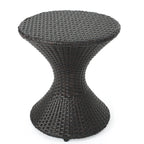 Outdoor 16-Inch Multi-Brown Wicker Hourglass Side Table