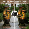 40" Tall Outdoor Water Fountain and Waterfalls - Large Garden Fountain with LED Lights, 4-Tier Crocks, Indoor and Outdoor Fountains for Garden, Patio, Deck, Porch, Backyard and Home, Gray