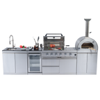 125" 10,8000 BTU 4-Burner Outdoor Kitchen Island Grill with Pizza Oven