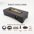 56" Propane Fire Pit Table, Rectangular Outdoor Gas Fire Pit - Dark Gray
