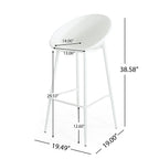 Modern Gable Outdoor Barstool Set of 2 in White