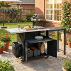 Foldable Outdoor Prep Station BBQ Cart Patio Dining Cart