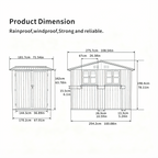 6x9 FT Outdoor Metal Storage Shed with Window & Flower Rack