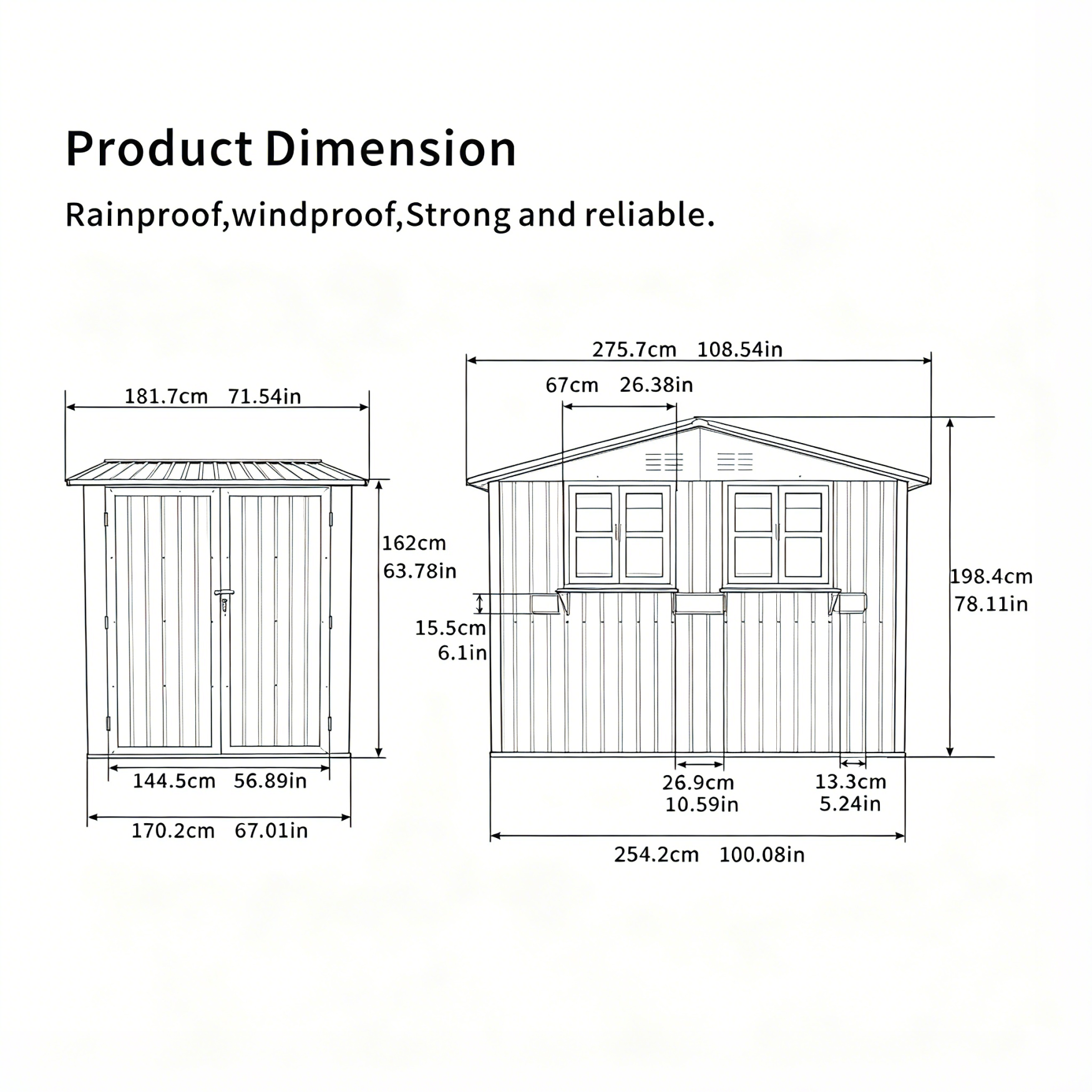 6x9 FT Outdoor Metal Storage Shed with Window & Flower Rack