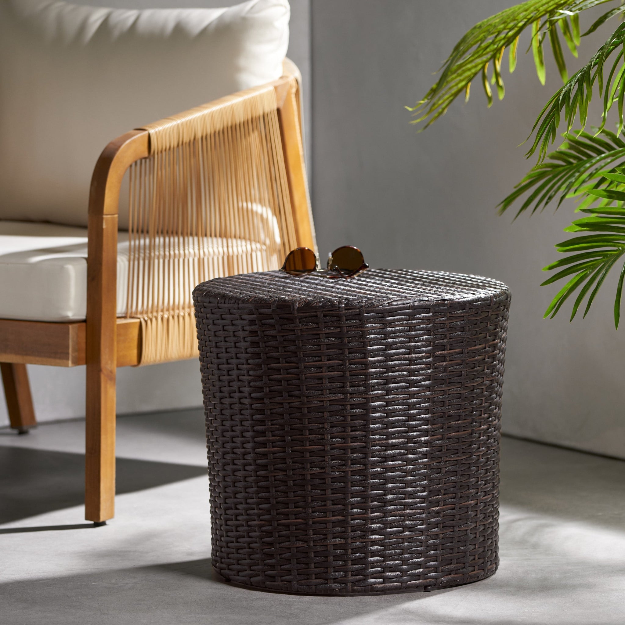 Kingstown Round Wicker Barrel Side Table