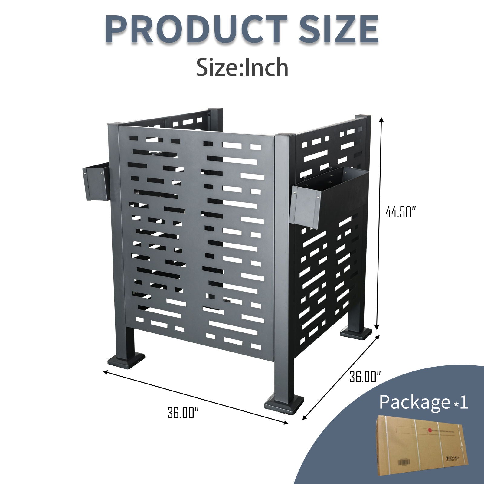 Air Conditioner Fence For Outdoor Units, Metal Privacy Fence Cover, 3 Fence Panel