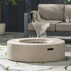 Modern Lightweight Concrete Outdoor Circular Fire Pit 50,000 BTU