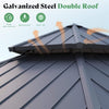 13 X 15 FT  Double-Tier Hexagonal Metal Hardtop Patio Gazebo with Curtains
