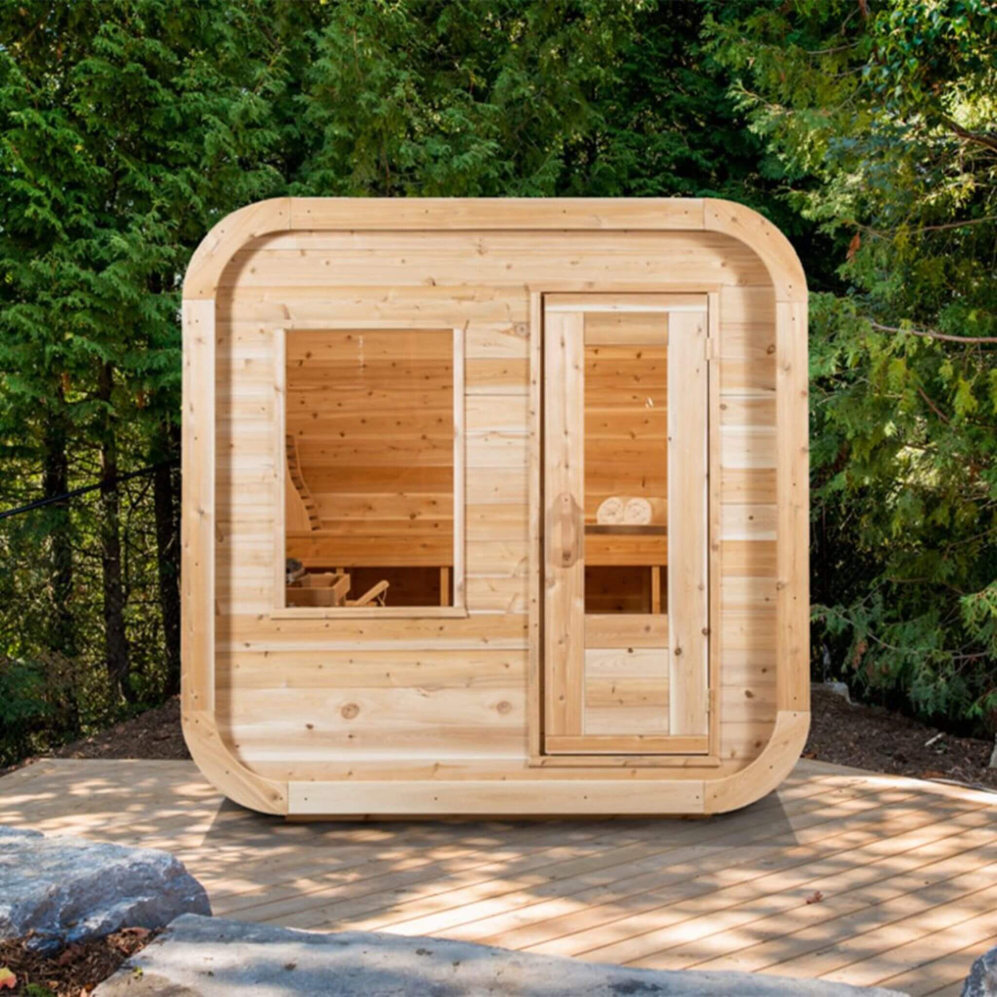 4-Person Canadian Timber Luna Cube Sauna With Sloped Roof  [CTC22LU]