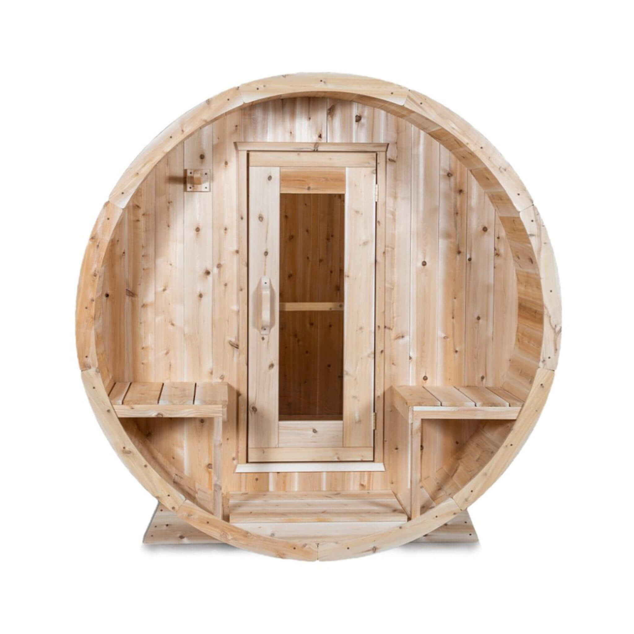 4-Person Canadian Timber Serenity Barrel Sauna With Solid Wood Benches [CTC2245W]