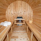 4-Person Canadian Timber Serenity Barrel Sauna With Solid Wood Benches [CTC2245W]