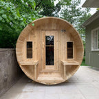 6-Person Canadian Timber Tranquility Barrel Sauna With Front Porch [CTC2345W]