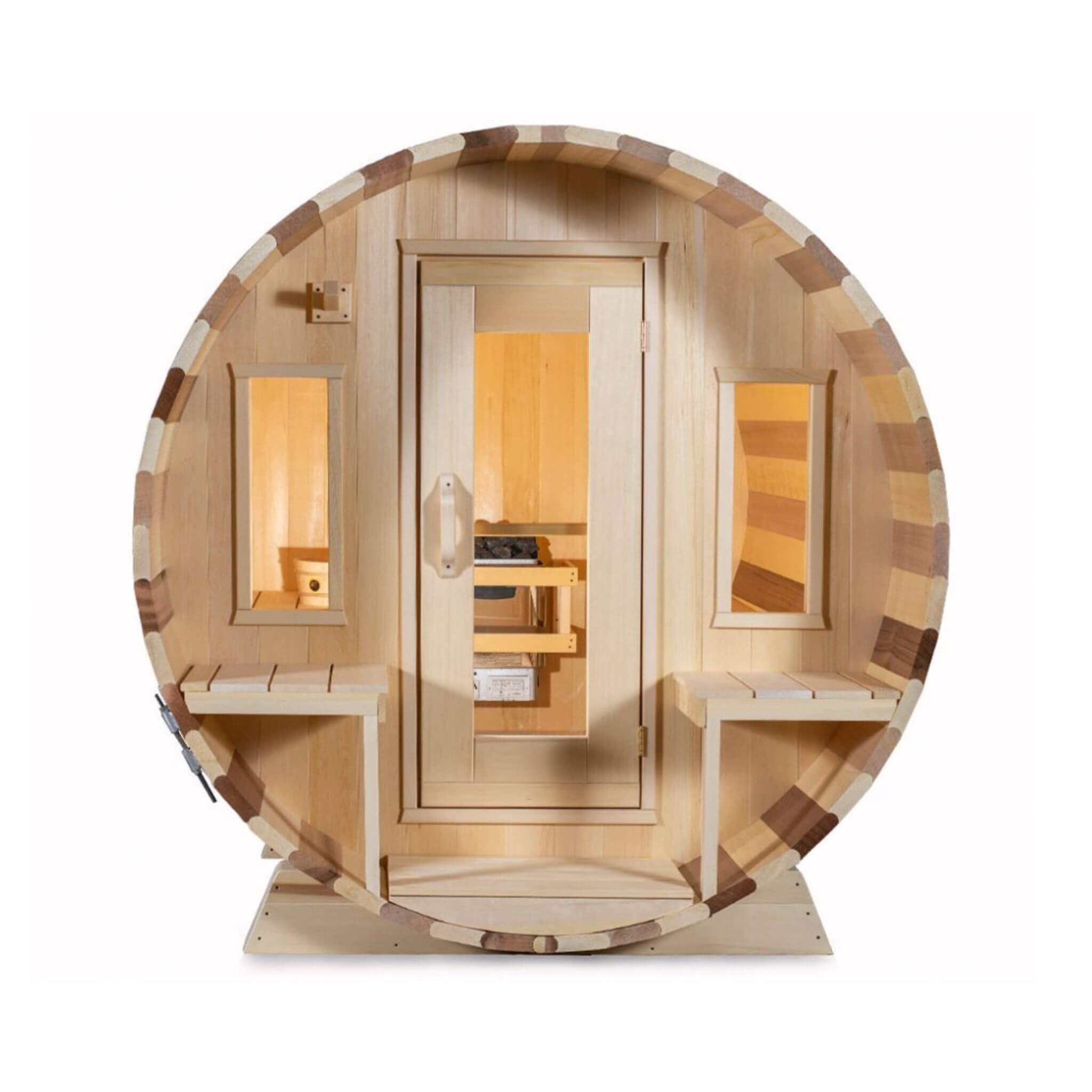 6-Person Canadian Timber Tranquility Barrel Sauna With Front Porch [CTC2345W]