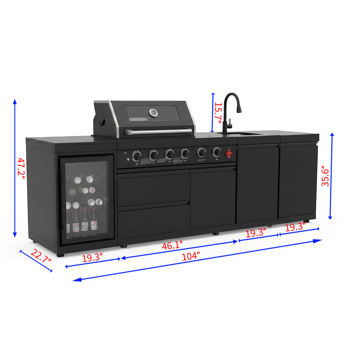 Deluxe Stainless Steel Propane Gas Outdoor Kitchen Barbecue Grill