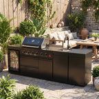 4-Burner Deluxe Stainless Steel Propane Gas Outdoor Kitchen Barbecue Island Grill