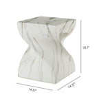 Outdoor End Table, Twisted Square Side Table For Patio And Garden - Faux Marble