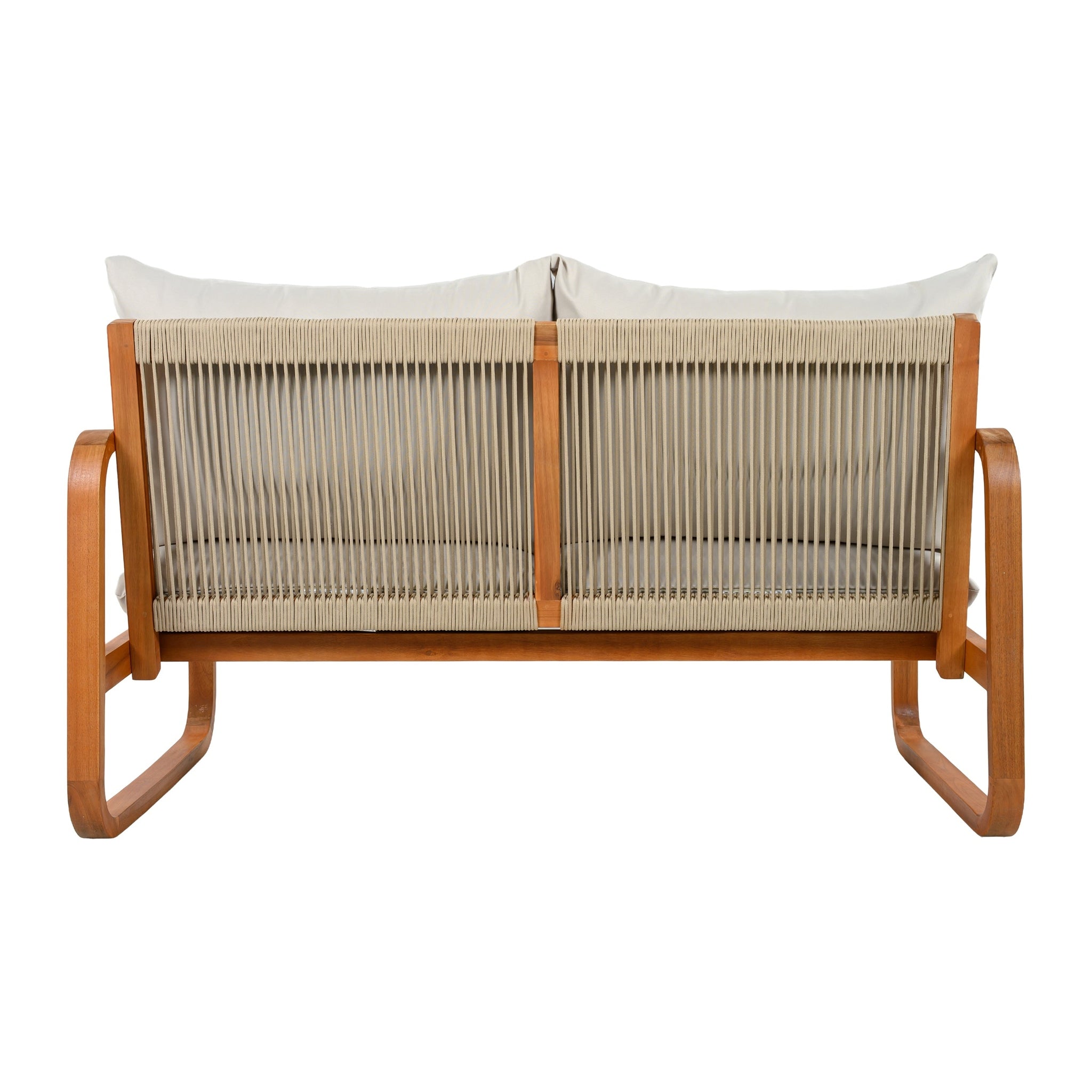 4-Piece Acacia Wood Outdoor Patio Furniture Set with Thick Cushions