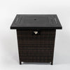 28 In. W X 25 In. H Rattan Square Propane Fire Pit Table in Black Brown