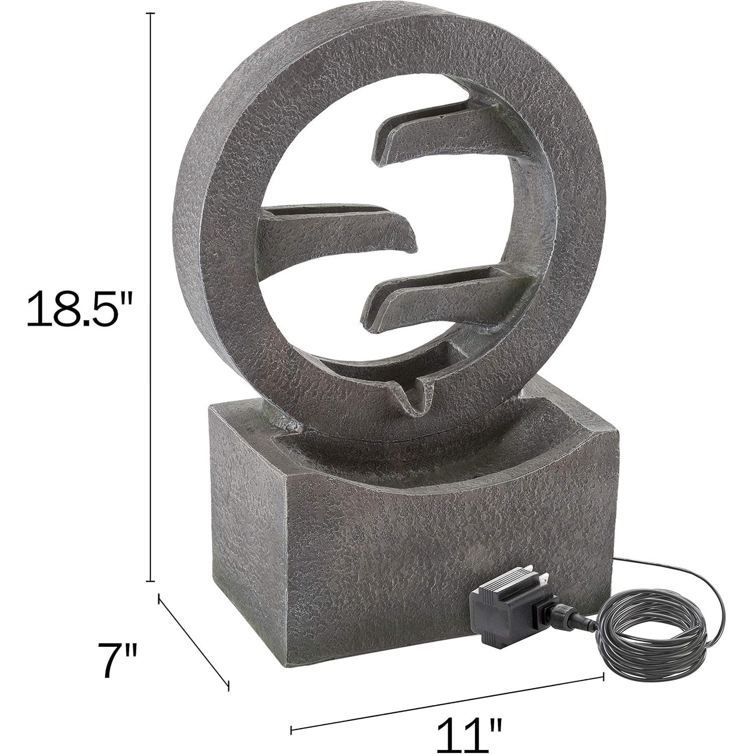 Outdoor Water Fountain - 4 Tier Polyresin Water Fountain Outdoor with LED Lights - 18.5In Decorative Water Feature for Outdoor Decor by
