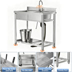 Outdoor Utility Sink With Workbench & Storage Shelf