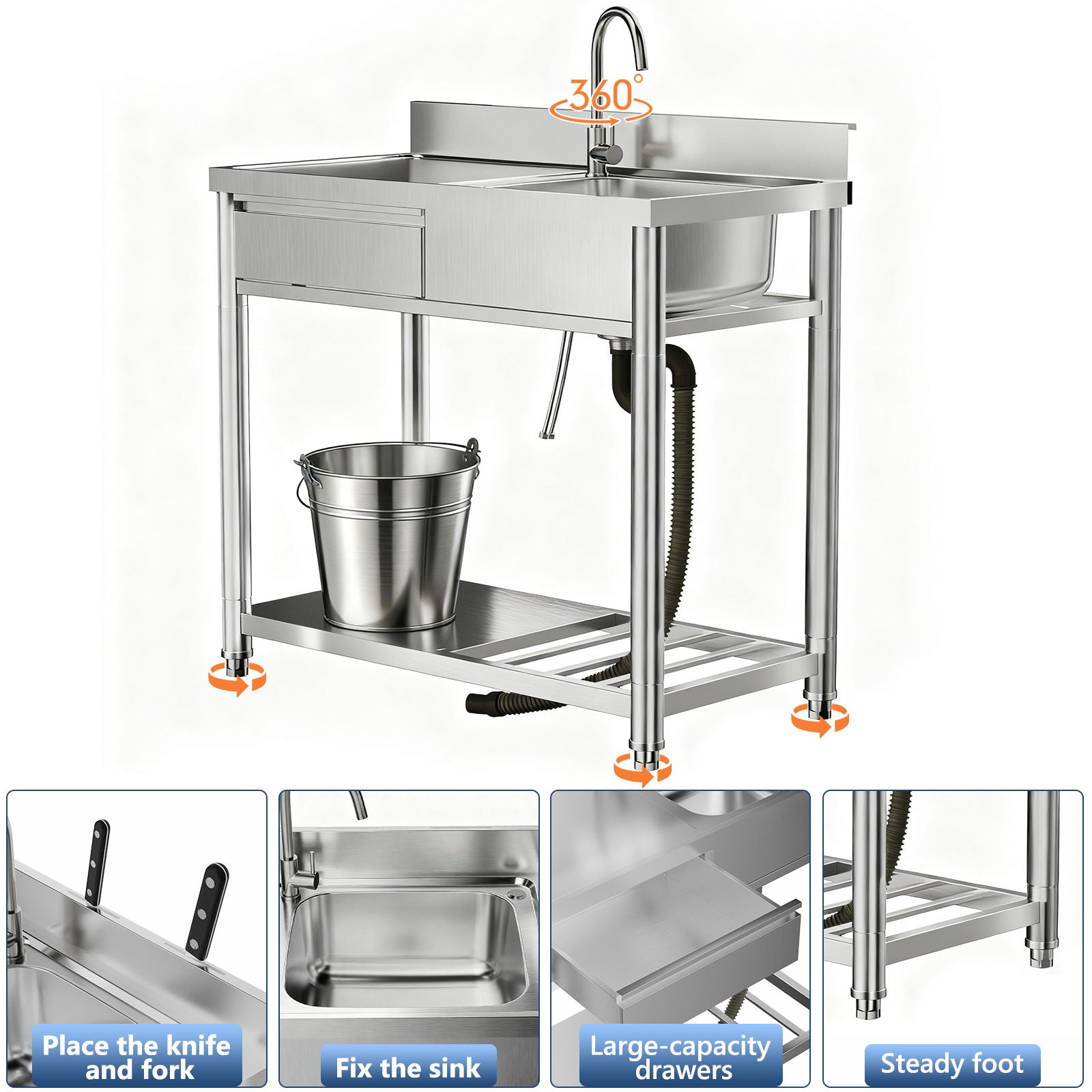 Outdoor Utility Sink With Workbench & Storage Shelf