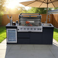 82-Inch 6-Burner Deluxe Stainless Steel Gas Outdoor Kitchen Grill
