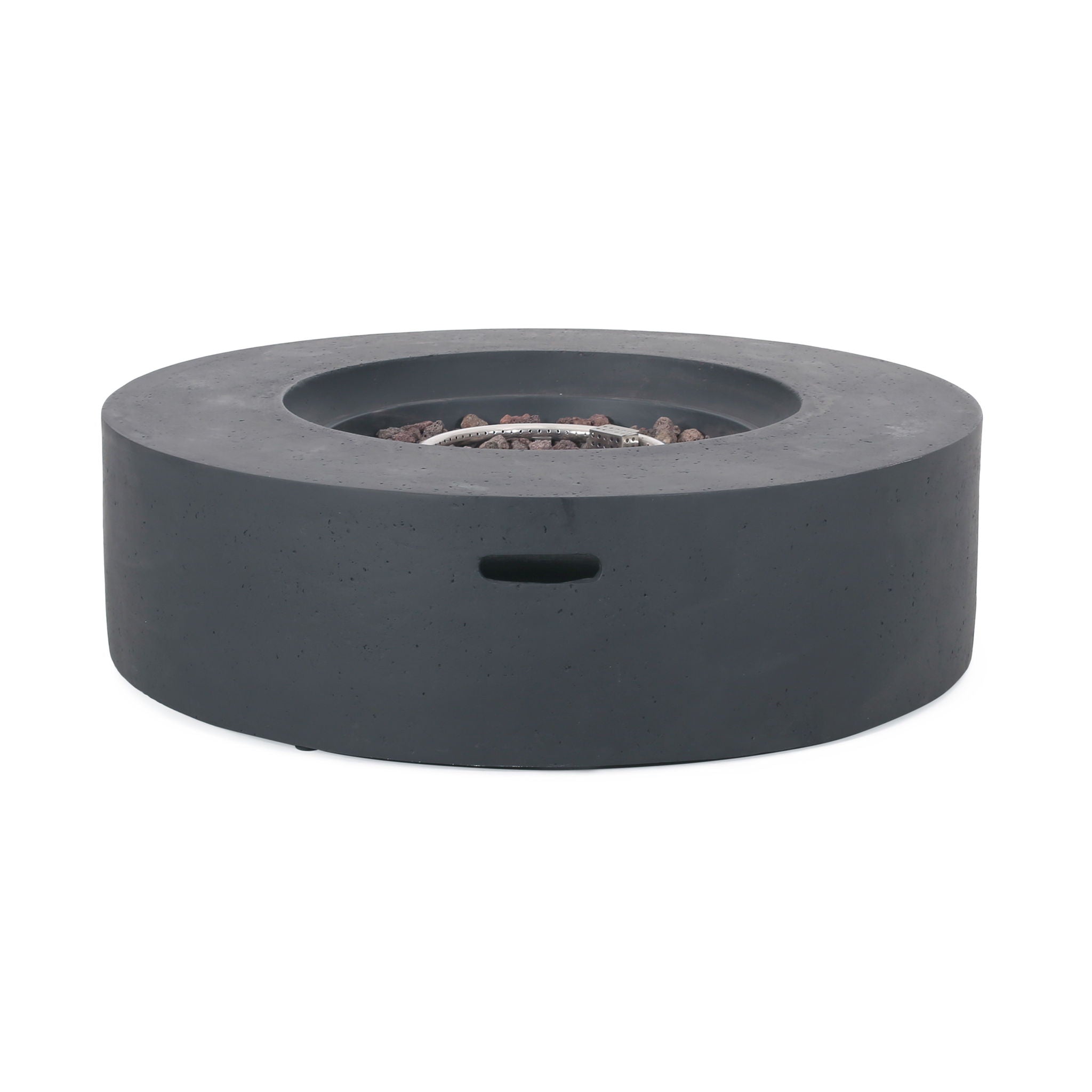 Modern Lightweight Concrete Outdoor Circular Fire Pit 50,000 BTU