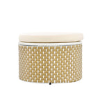 Outdoor Patio Round Rattan Daybed Sectional Beige Retractable Canopy