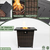 28 In. W X 25 In. H Rattan Square Propane Fire Pit Table in Black Brown