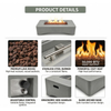 56' Propane Fire Pit Table - Rectangular Outdoor Gas Fire Pit - Light Gray