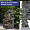 Concrete Rock Waterfall Fountain with LED Lights