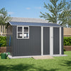 10 X 8FT Outdoor Steel Storage Shed with Clear Window & Lockable Doors