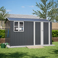 10 X 8FT Outdoor Steel Storage Shed with Clear Window & Lockable Doors