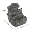 4-Tier Concrete Rock Waterfall Fountain with LED Lights