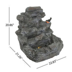 4-Tier Concrete Rock Waterfall Fountain with LED Lights