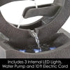 Outdoor Water Fountain - 4 Tier Polyresin Water Fountain Outdoor with LED Lights - 18.5In Decorative Water Feature for Outdoor Decor by