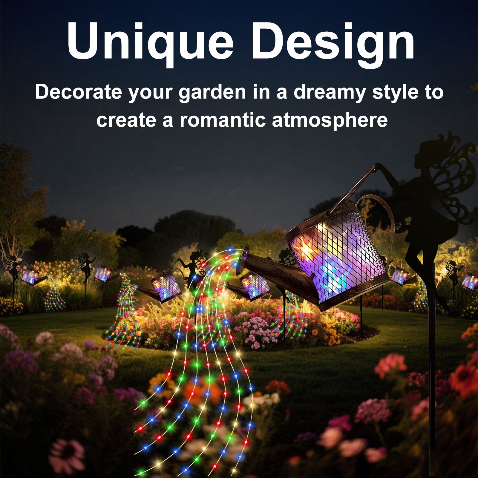 Rirool Solar Watering Can Light, Outdoor Waterproof 3D Starry Sky Lantern with Fairy LED Lights, Solar Powered Garden, Patio, Porch, Lawn Decor, Auto On/Off (Multicolor)