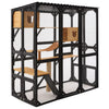 Outdoor Cat Enclosure With Sleeping Houses, Jumping Platforms, & Scratching Post