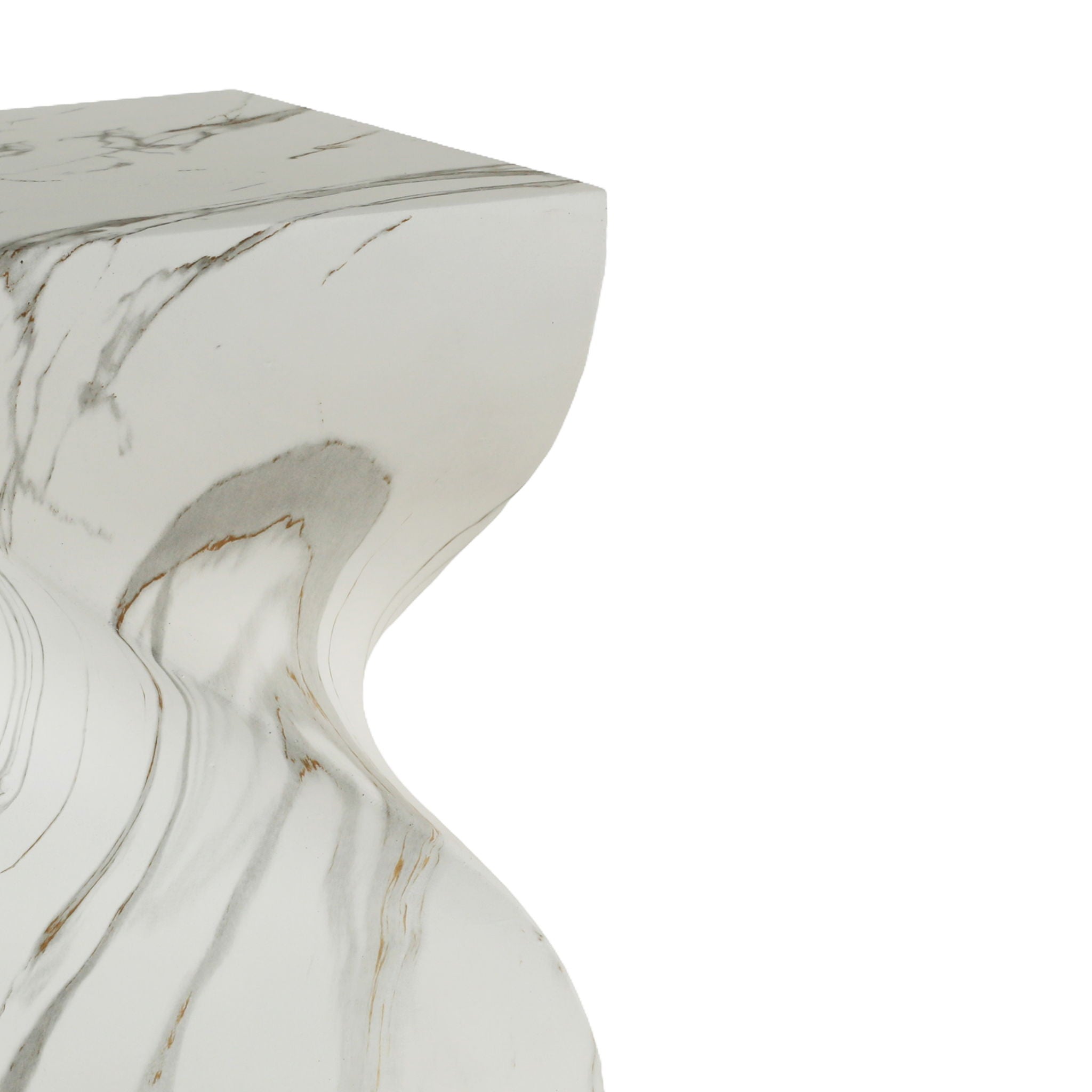 Outdoor End Table, Twisted Square Side Table For Patio And Garden - Faux Marble