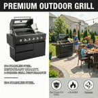 46-Inch 75300 BTU 6-Burners Deluxe Stainless Steel Gas Outdoor Barbecue Grill