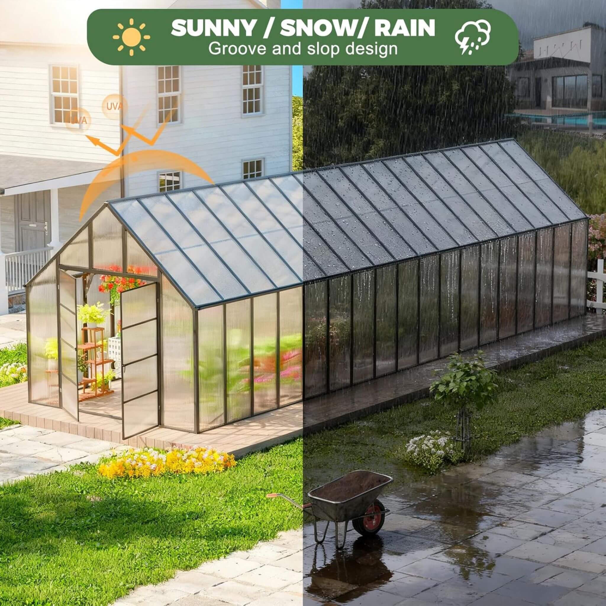 10 X 36 FT Extra-Large Heavy-Duty Outdoor Walk-In Greenhouse with Adjustable Roof Vents, 4MM