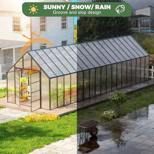 10 X 36 FT Extra-Large Heavy-Duty Outdoor Walk-In Greenhouse with Adjustable Roof Vents, 4MM