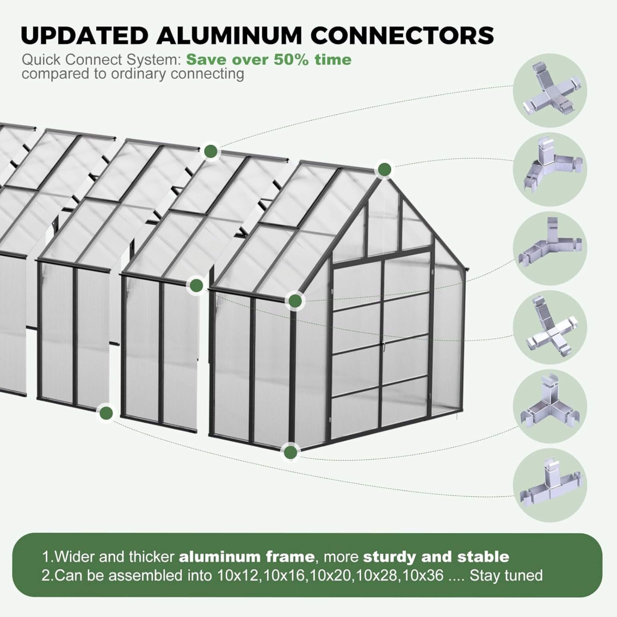 10 X 36 FT Extra-Large Heavy-Duty Outdoor Walk-In Greenhouse with Adjustable Roof Vents, 4MM