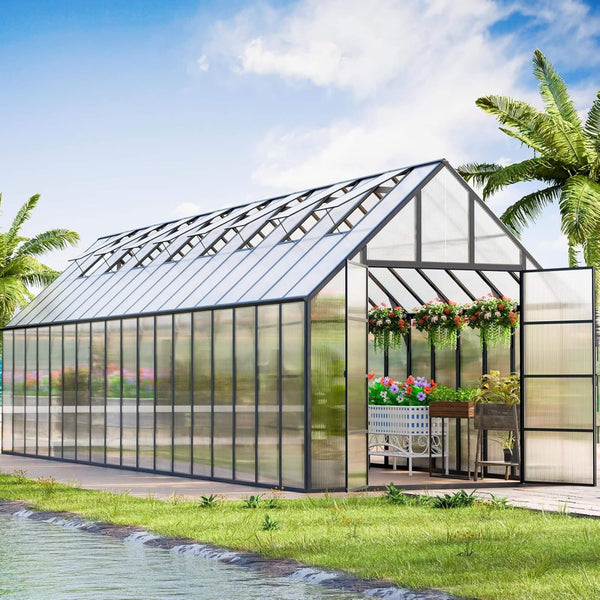 10 X 36 FT Extra-Large Heavy-Duty Outdoor Walk-In Greenhouse with Adjustable Roof Vents, 4MM