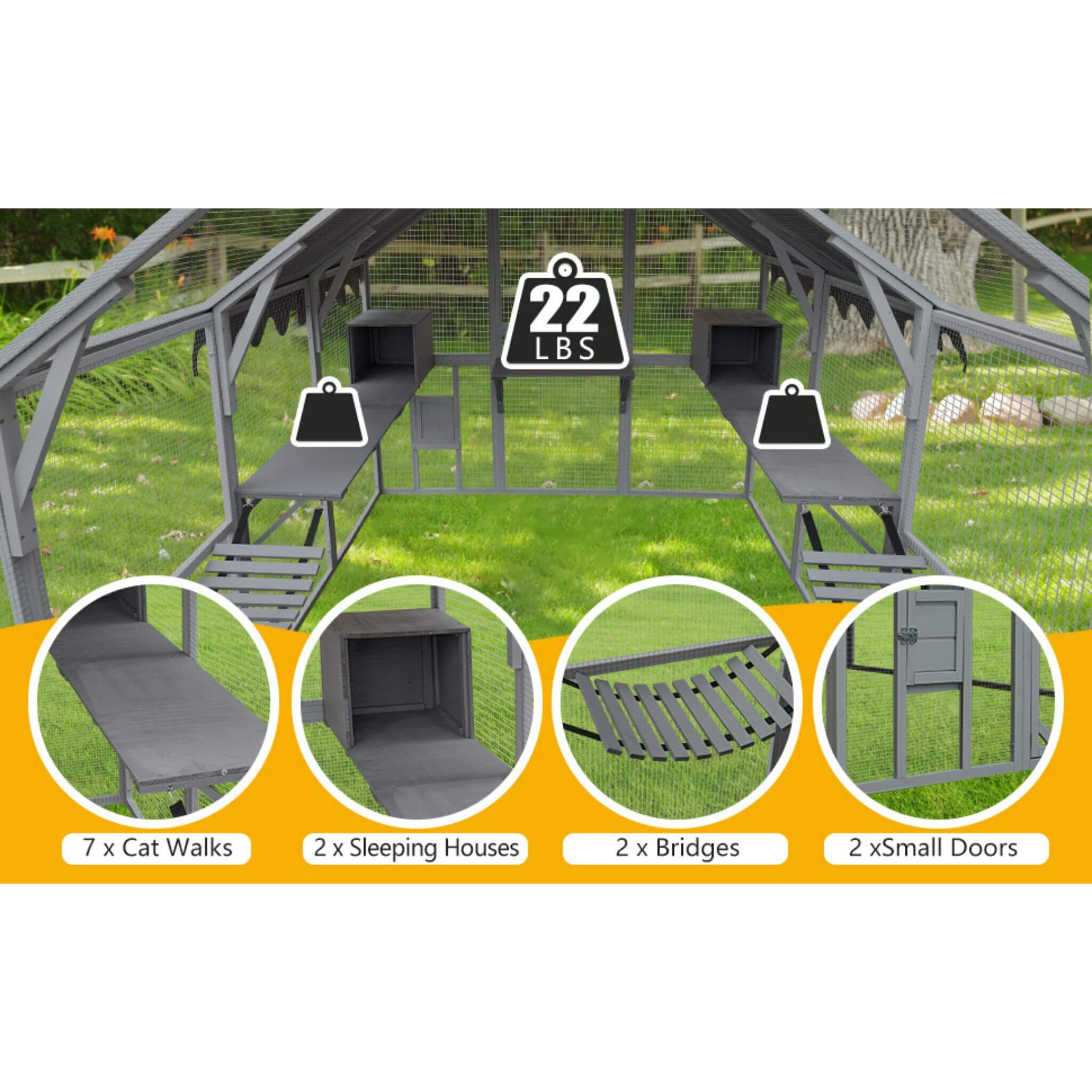 Extra Large Outdoor Cat Kitten Playpen House With Platforms, And Waterproof Cover