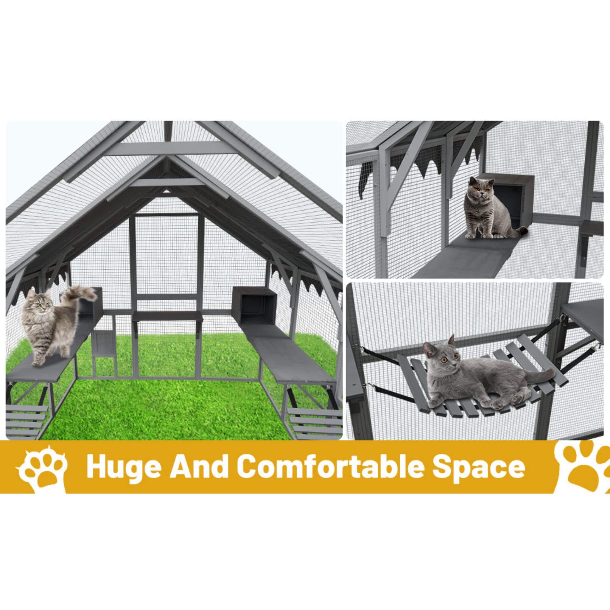 Extra Large Outdoor Cat Kitten Playpen House With Platforms, And Waterproof Cover