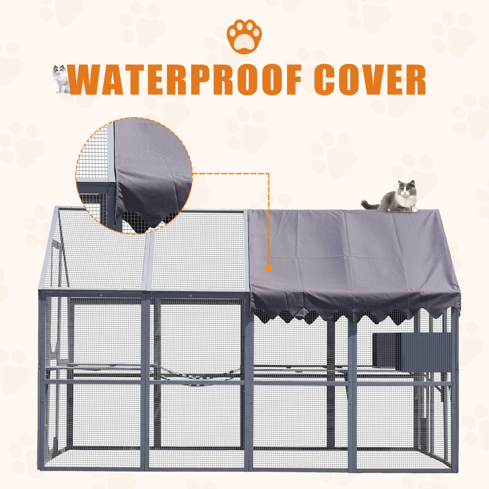 Extra Large Outdoor Cat Kitten Playpen House With Platforms, And Waterproof Cover