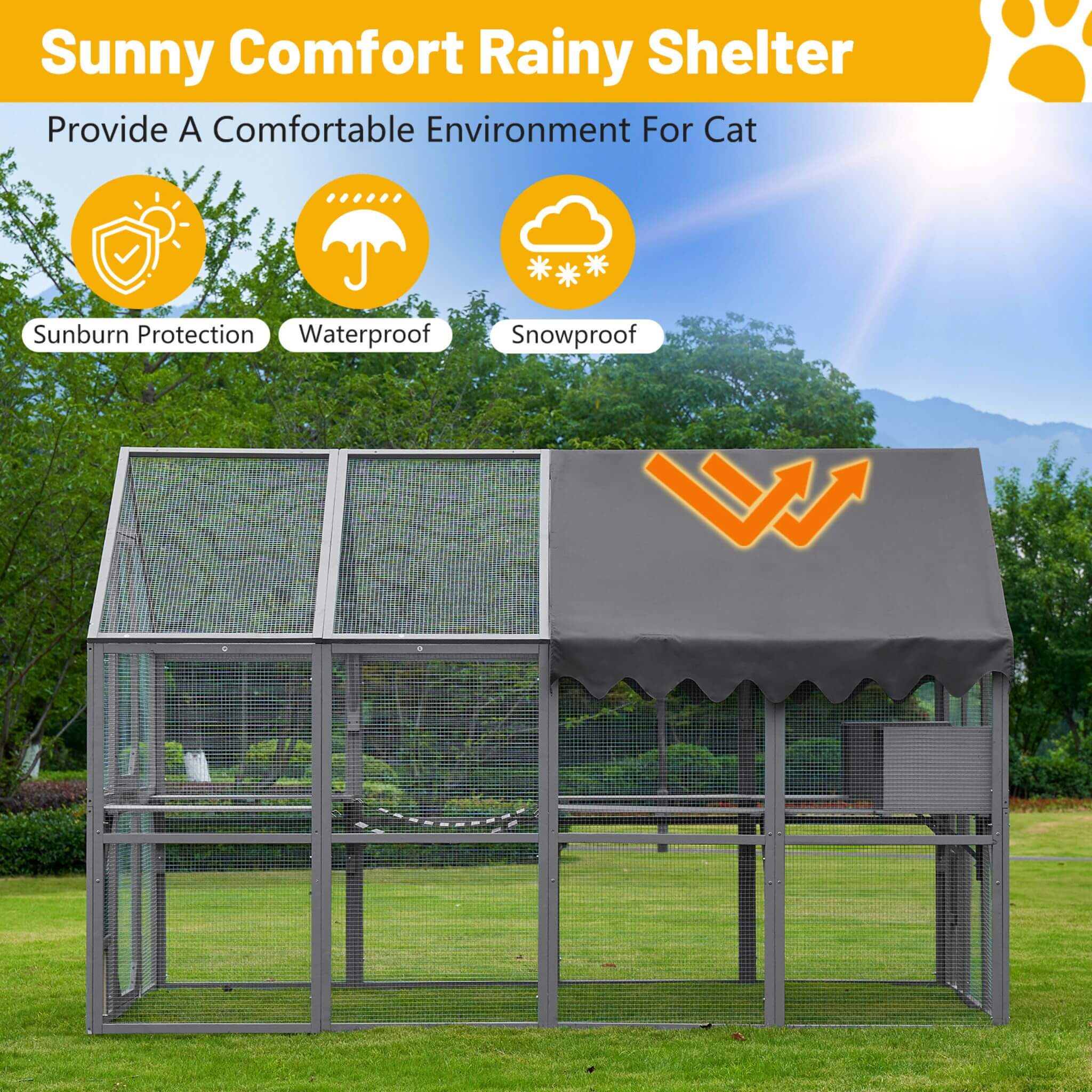 Extra Large Outdoor Cat Kitten Playpen House With Platforms, And Waterproof Cover
