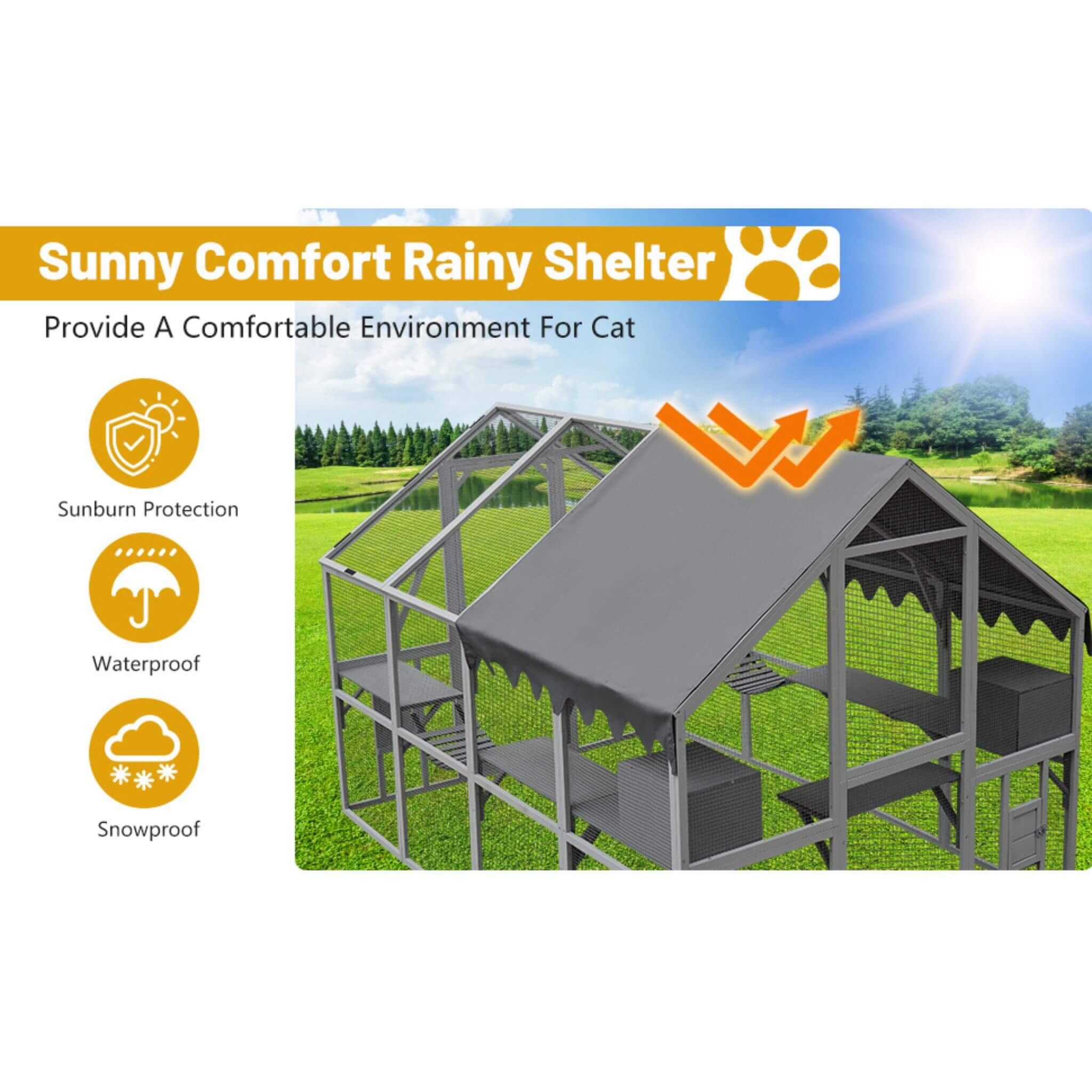 Extra Large Outdoor Cat Kitten Playpen House With Platforms, And Waterproof Cover